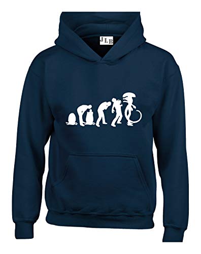JLB Print Evolution of Alien Film d'horreur Inspire Sweats a Capuche Unisexe Qualite Superieure pour Hommes Femmes et Adolescents - Marine/Grand