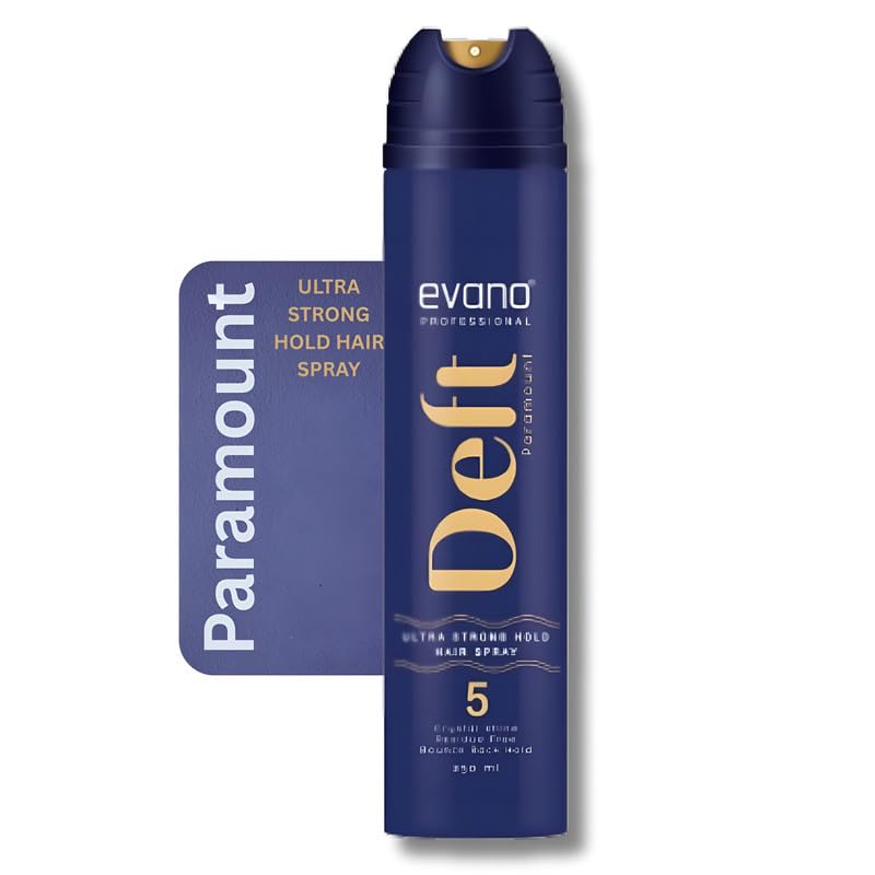 Image of Evano Professional Deft Paramount Hair Hold Spray For Men & Women 250ml | Strong Hold for Everyday Styling | Instant Crystal Shine | Non-Sticky & No Flakes | Anti-Frizz Finish for All Hair Types