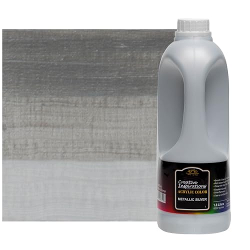 Creative Inspirations Acrylic Paint - Metallic Silver - 1.8 Liter - Smooth & Creamy Consistency, Vibrant Pigmentation, Great Coverage for Artists - Clean Up with Soap & Water