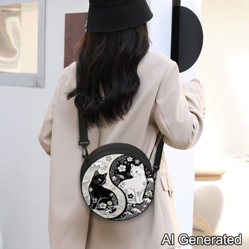 Image of Women Novelty Round Clock Shape Zippered Clock Purses for Women Tote Handbag Shoulder Bag, Gift for Mom Girlfriend