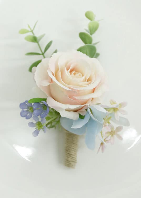Set di fiori all'occhiello e boutonniere azzurri, bracciale da ballo, boutonniere con rosa blu per uomo, set di fiori per matrimonio - Italia