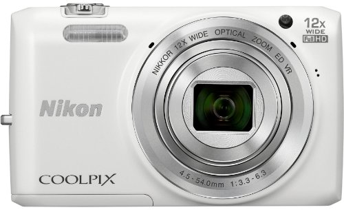 Nikon Coolpix S6800 Compact Digital Camera - White (16.0MP, 12x Optical Zoom) 3.0 inch LCD with Wi-Fi
