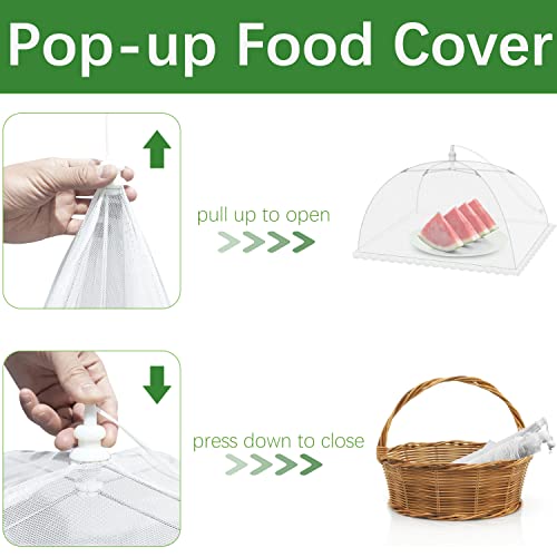 Mesh Food Covers For Outdoors - 7 Pack Upgraded 1 Extra Large 40X24 In & 6 Large 17X17 In Outdoor Party Food Cover Tent Collapsible Picnic Nets Umbrella Screen Pop Up Food Dome For Outside (White) #TOP3
