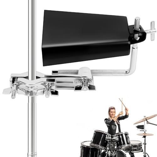 Cowbell com Suporte, Cowbell com Kit de Montagem, Percussão Manual com Suporte de Montagem, Preto