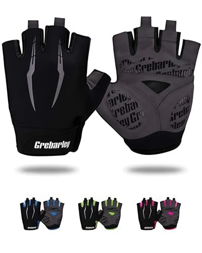 Cycling Gloves for Men & Women Non-Slip Shock Absorbing Mountain Bike Gloves Breathable Half Finger Gloves with Gel Padding for Road Bike Bicycle Motorcycle & Outdoor Sports (black Large)