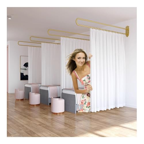 GRRICEPL 1PCS Cortinas Divisorias De Ambientes para Salones De Belleza, Divisor De Ambientes En Forma De U, Cortina Separadora De Pared para Probadores, con Varilla De Soporte De Metal(Blanco,230 cm)