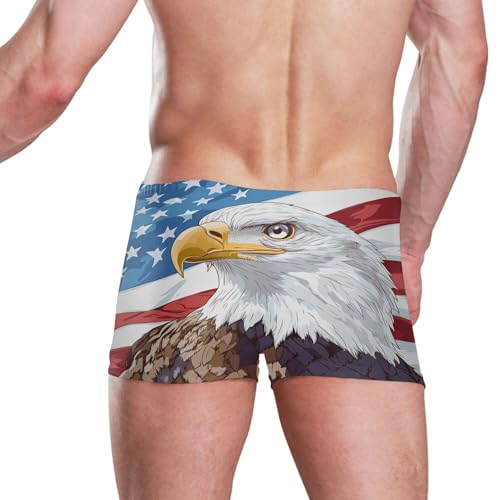 Bald Eagle American Flag July 4th Mens Swim Trunk Swimwear Swim Brief Square Leg Board Short S S0406736 5