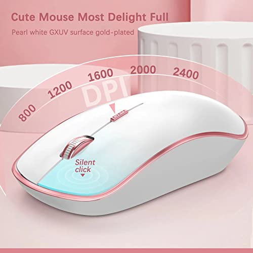 Wireless Keyboard Mouse Combo, J Joyaccess 2.4G Usb Compact And Slim Wireless Keyboard And Mouse Combo For Pc, Laptop,Tablet,Computer Windows-Rose Gold #TOP3