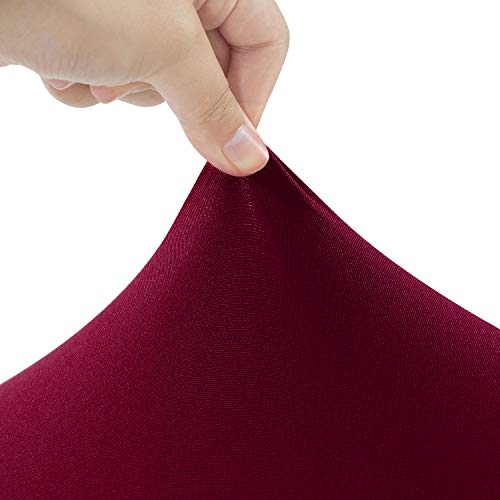 Image of Peomeise 6FT Spandex Table Cover Rectangular Stretch Spandex Tablecloth (Burgundy,6FT)