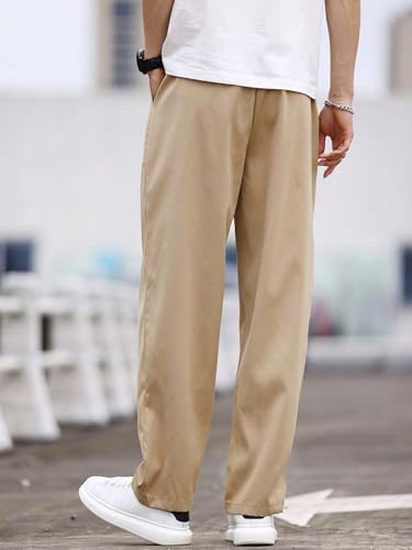 Men's Pants Men Solid Color Drawstring Waist Pocket Pants Casual2