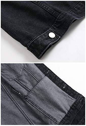 Image of LZLER Men's Denim Jackets Distressed Destroyed Classic Vintage Slim Fit Ripped Fashion Trendy Trucker Jean Jackets