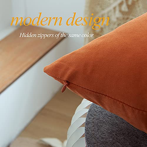 Wemeon Decorative Throw Pillow Covers 16X16In Set Of 4,Solid Color Pillows Soft Decorative Square Couch Pillow Covers ，Mix And Match Home Decor For Sofa Bedroom (Orange/Teal) #TOP3