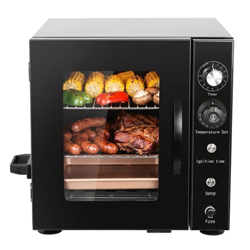 Hakka Electric Indoor Smoker, 30-110℃ Smoke Oven 2 Layer for BBQ Grill Indoor Home Use Countertop Smoker for Cooking Pastrami, Smoked Sausage, Bacon, Chicken, Pork (DSH-S10E)