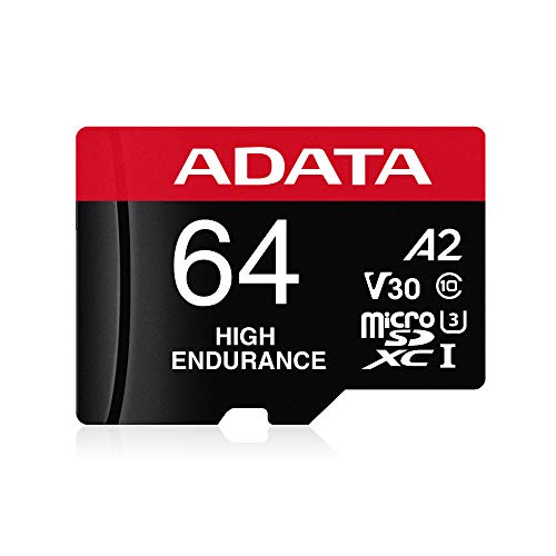 Image of ADATA HIGH Endurance 64GB microSDXC /SDHC, UHS-I U3, V30, A2 Card,R /W Speed Upto 100 /80MB /s-AUSDX64GUI3V30SHA2-RA1