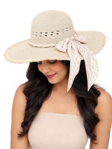 Image of Summer Medium Brim Floppy Beach Straw Hats for Women