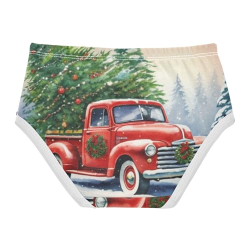 Fun Print Toddler Girls Underwear 2t Cotton Panties Little Girl Vintage Red Truck Christmas Winter Briefs Kids Undies2