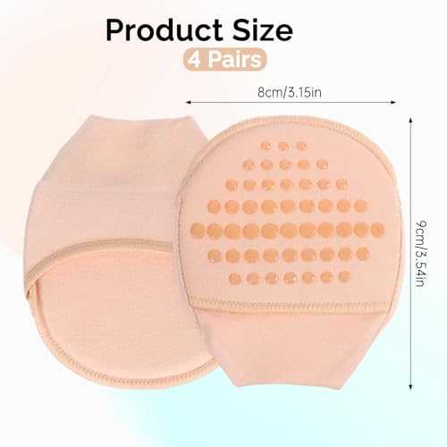 4 Pairs Ball of Foot Cushion Socks,Toe Topper Socks Half Socks for Women No Show Liner Toe Topper Socks Women Hidden Toe Covers Socks Toe Topper Liner Socks Women's Toe Cover with Padding3