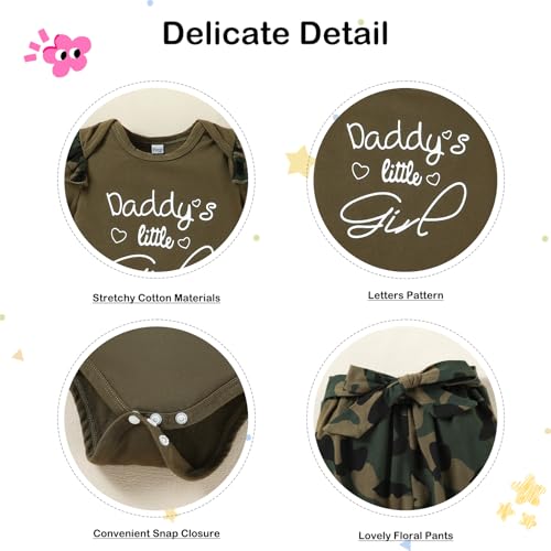 Baby Girl Clothes Set Daddys Printed Ruffle Romper Top Floral Pants Newborn Infant Girl Clothing Outfit4