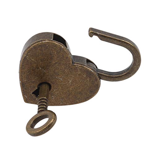 Image of EJY Retro Mini Love Heart Shape Padlock Suitcase Luggage Lock with Keys for Gym,Sports,Employee Locker,Outdoor,Bronze