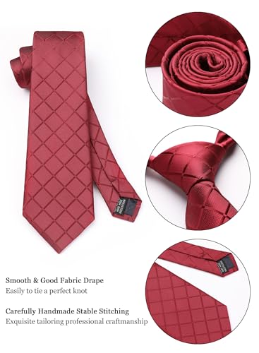 Image of Striped Plaid Polka Dot Mens Tie Formal Necktie Pocket Squares Ties Clips Cufflinks Classic for Men Set
