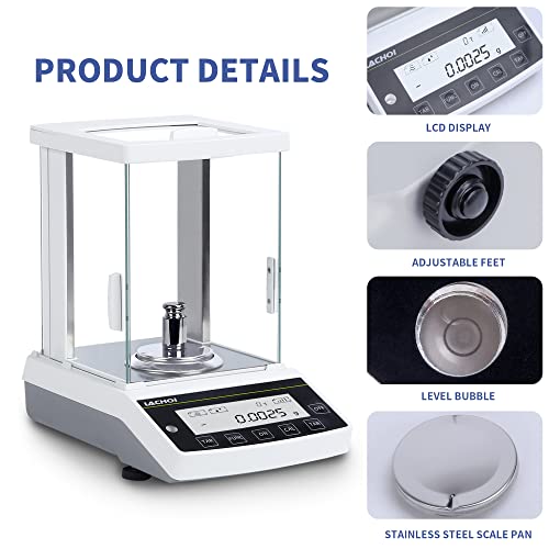 Lachoi Analytical Balance 0.1Mgx120G High Precision Analytical Balance 0.0001G Accuracy Lab Scale Digital Balance Electronic Balance Scientific Scale (120G/0.1Mg With Calibration Weight) #TOP3