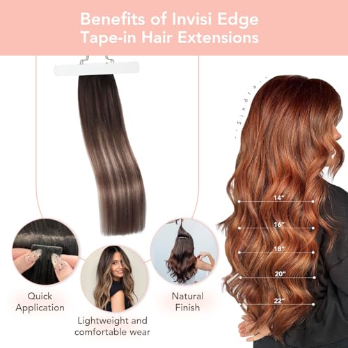 Image of Sindra Invisible Tape in Hair Extensions Human Hair 22 inch #2 /6 /18