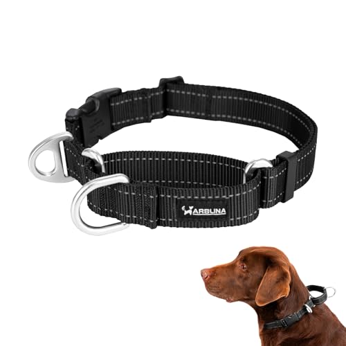 Arblina Martingale Halsband, Reflektierendes Zugstopp Halsband Hunde für Große Mittlere und Kleine Hunde, Nylon Hundehalsband Anti Zug, Anti- Pull Collar for Dogs, Schwarz, M