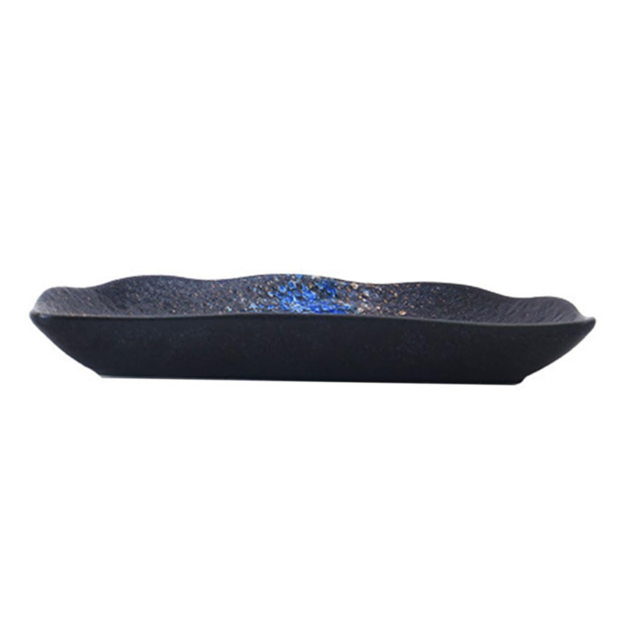 Assiette Demi-Lune Céramique Bleue Rétro pour Sushi et Snacks Plateau de Service pour Maison Restaurant et Hôtel Vaisselle Japonaise Élégante