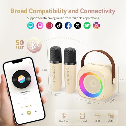 Image of Karaoke Machine for Kids, Karaoke Gifts for Girls Ages 4, 5, 6, 7, 8, 9, 10, 12 +Year Old Birthday Party, 4-12 Years Old Christmas Toys Gift for Girls