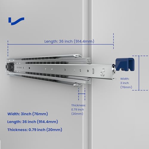 LONTAN 36 Inch 1 Pair Full Extension Ball Bearing