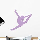 Purple Wall Decals - Gymnastics Leap Silhouette Wall Decal - Lavender - 12 inches x 11 inches - Peel and Stick Removable Graphic