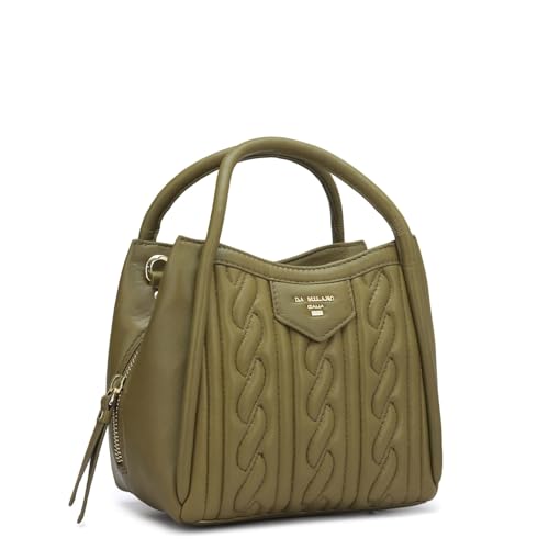 Image of Da Milano Genuine Leather Green Satchel (Small)