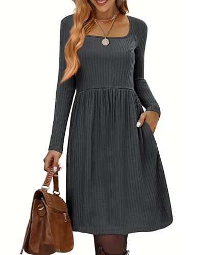 Zeagoo Women Long Sleeve Dress 2024 Square Neck...