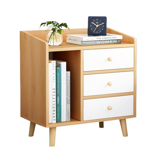 La Mejor Recopilación de Buro Madera al mejor precio. 45 FBXGT Mesita de Noche Moderna Buros para Recamara Minimalista con Estante de Almacenamiento Mueble Modernos Madera Mesitas Almacenamiento Tipo Librero (Arce Color, 43 * 30 * 62CM)