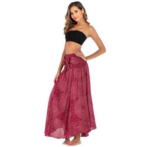 Women 2 in 1 Floral Print Long Skirt Elastic Waist Maxi Skirts with Adjustable Strap Holiday Beach Dress3