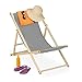 Relaxdays Sdraio Pieghevole, in Legno e Stoffa, Sedia per Il Balcone, Il Giardino, la Spiaggia, 3 Posizioni, Grigio