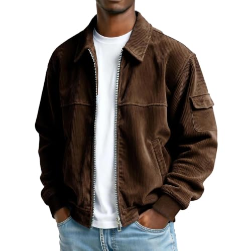 Corduroy Mens Jacket Vintage Long Sleeve Button Down Jackets with Pockets - image 1