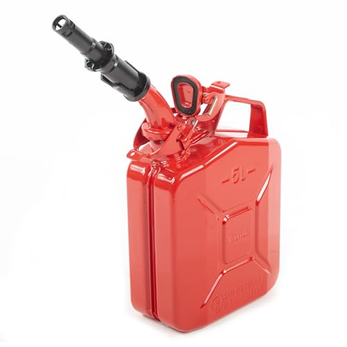 Wavian USA JC005RVS Authentic NATO Jerry Fuel Can and Spout System Red (5 Litre)