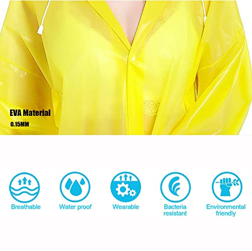 EVA Rain Ponchos for Adults, 2 Pack Reusable Raincoats with Hoods and Sleeves Lightweight Rain Jacket4