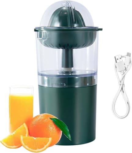 SIzlaho ジューサー 250 ミリリットル電動シトラスオレンジジューサー絞り器 USB充電式 レモン果物咀嚼機ミニ ジューサー抽出器 ポータブル 家庭用フルーツプレス機 ホーム&キッチン250ML (グリーン)