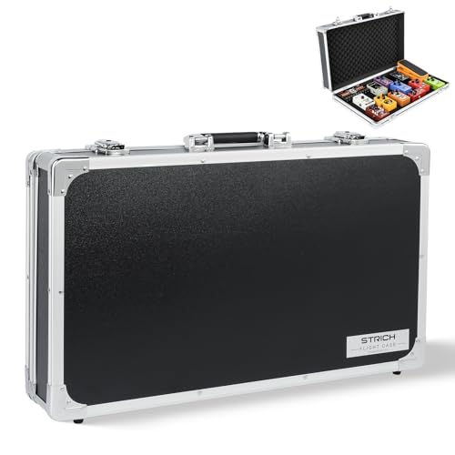 STRICH Guitar Pedal Case STANDARD 22, 57 x 33 x 11 cm Large Aluminum Locking Effect Pedal Case with Mounting Tape, Compatible with Single Pedals & Multi-Effects