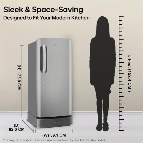 Image of LG 210 L, 5 Star, Smart Inverter, Direct Cool Single Door Refrigerator (GLD2256ZAPZ, Shiny Steel, Fit Max Chiller Tray, Base stand with Drawer & Runs on Home Inverter)