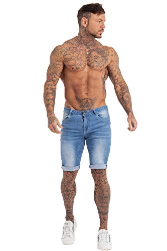 Gingtto Mens Denim Shorts Slim Fit Stretchy Jeans Shorts For Men Light Blue Size 32 #TOP2