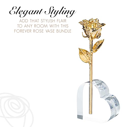 Image of Forever Rose 24K Gold Dipped Real Rose, Acrylic Heart & Gold Box
