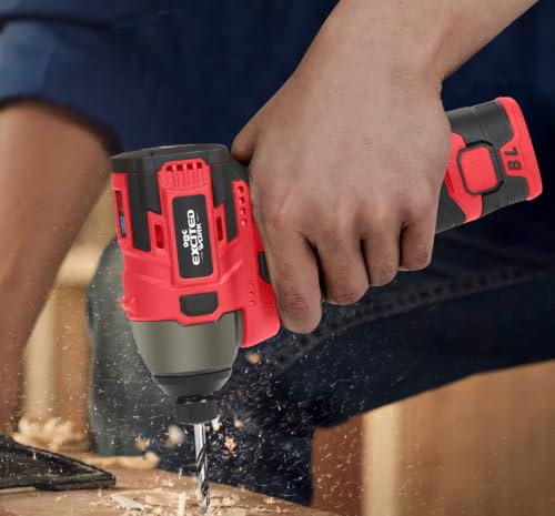 Image of 17V Brushless Screwdriver, 140Nm Cordless Impact Driver Set with 3 Adjustable Speed, 2 Batteries and Led Work Light (Red)