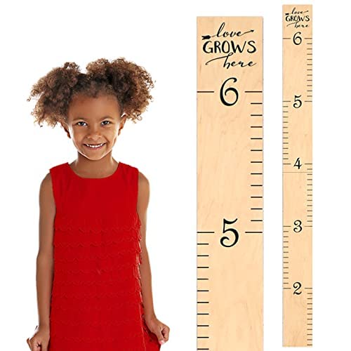 Headwaters Studio | Wooden Ruler Growth Chart Ruler for Boys and Girls | Weathered Gray (LGH Skinny Natural)