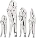 FASTPRO 4-piece Locking Pliers Set, 5", 7" and 10" Curved Jaw Locking Pliers, 6-1/2" Long Nose Locking Pliers