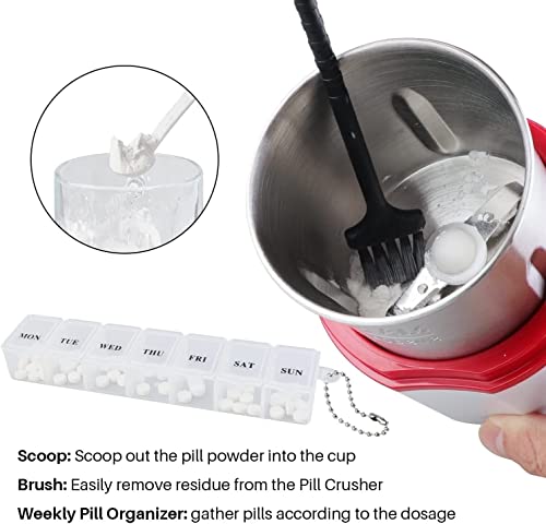 Electric Pill Crusher Grinder Pulverizer - Pill Grinder For Small Or Large Pills And Vitamin Tablets Grinding To Fine Powder, Electronic Pulverizer With Replaceable Stainless Steel Blades ，Brush, Spo #TOP3
