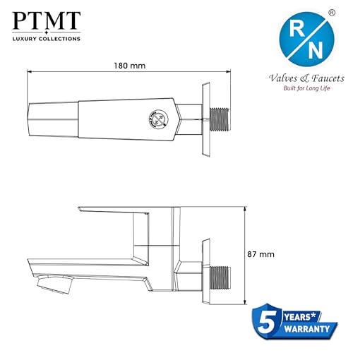 Image of RN PTMT Long Body Bib Cock for Bathroom | 15mm Long Body Foam Flow Water Tap with Flange | Luxury G20 Collection Faucet | High-Grade Engineering Polymer Tap (White, Pack of 4)