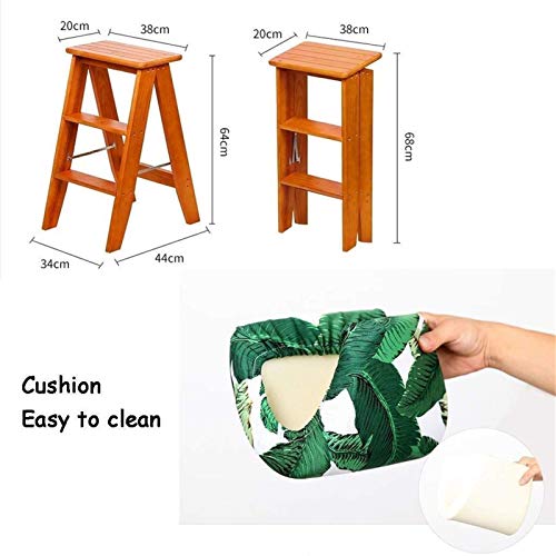 Escalones plegables de madera tipo taburete de cocina portátil 4